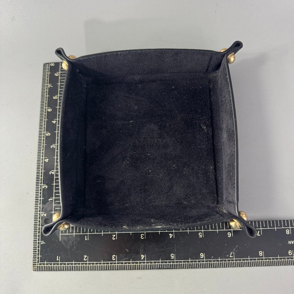 Smythson of Bond Street Black Leather Square-Shaped Tray in Panama